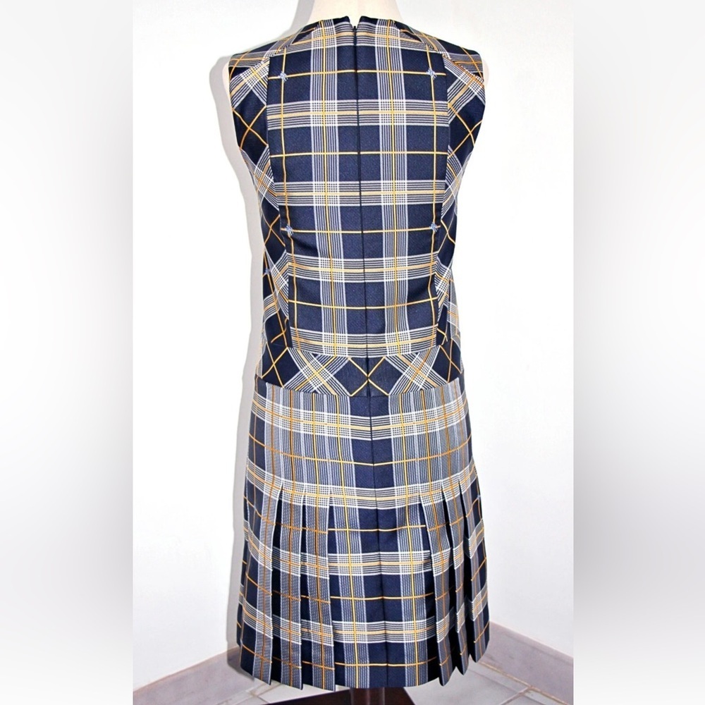 Burberry Alana Embroidered Equestrian Knight Logo Navy Plaid Mini Dress US 8 - Picture 14 of 16